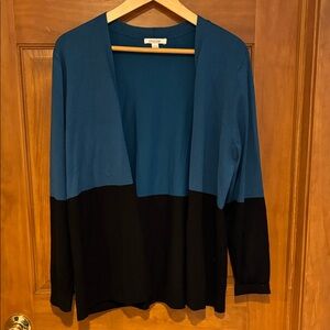 Chico's Teal and Black Colorblock Cardigan